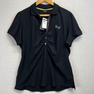 VTG Y2K COOGI Women's Black Rhinestone Embellished Polo Shirt Style Top 2X